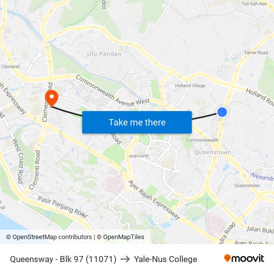 Queensway - Blk 97 (11071) to Yale-Nus College map