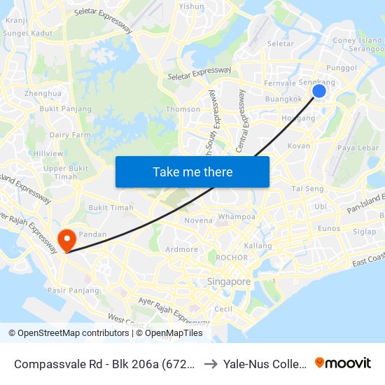 Compassvale Rd - Blk 206a (67201) to Yale-Nus College map