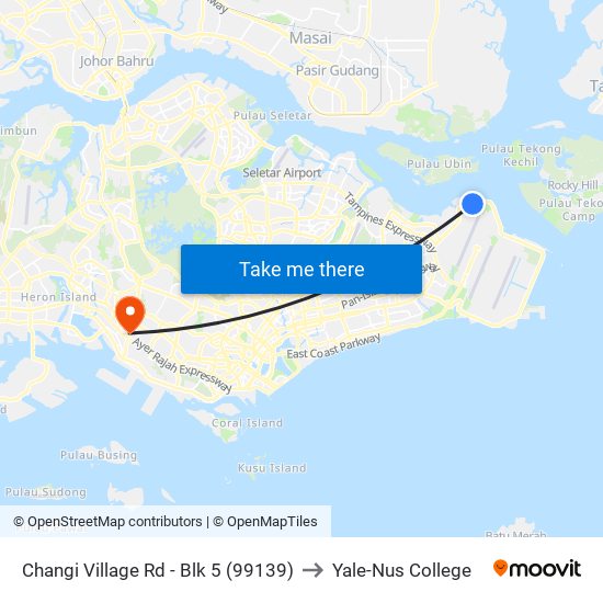 Changi Village Rd - Blk 5 (99139) to Yale-Nus College map