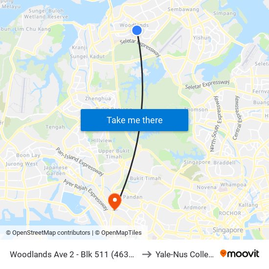 Woodlands Ave 2 - Blk 511 (46331) to Yale-Nus College map