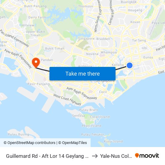 Guillemard Rd - Aft Lor 14 Geylang (80251) to Yale-Nus College map