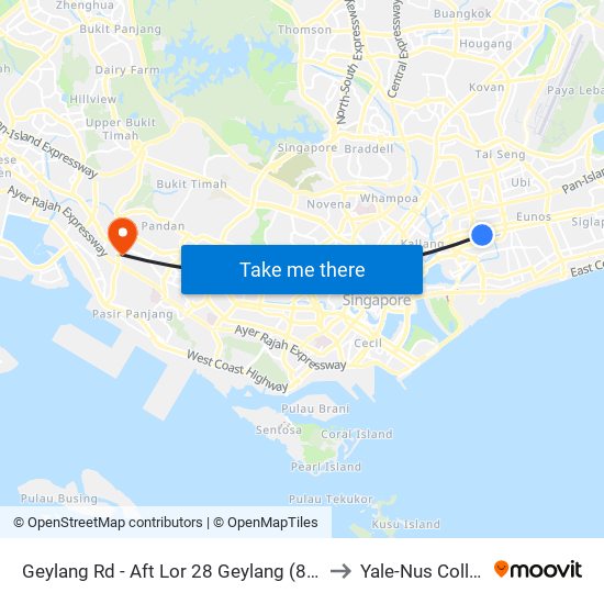 Geylang Rd - Aft Lor 28 Geylang (81029) to Yale-Nus College map