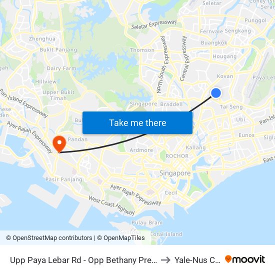 Upp Paya Lebar Rd - Opp Bethany Presby CH (62041) to Yale-Nus College map