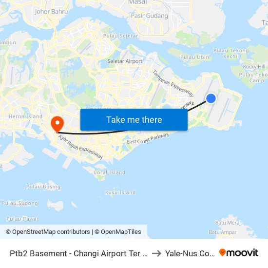 Ptb2 Basement - Changi Airport Ter 2 (95129) to Yale-Nus College map