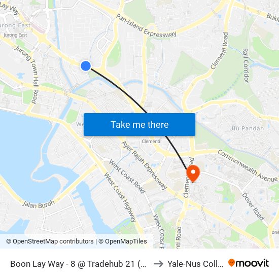 Boon Lay Way - 8 @ Tradehub 21 (28029) to Yale-Nus College map