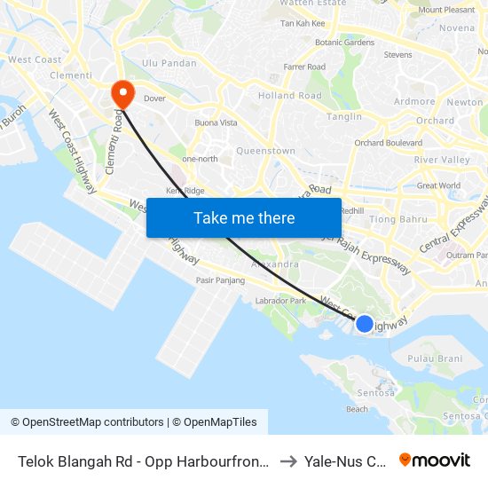 Telok Blangah Rd - Opp Harbourfront Int (14121) to Yale-Nus College map