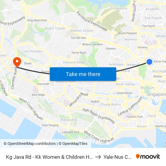 Kg Java Rd - Kk Women & Children Hosp (40101) to Yale-Nus College map