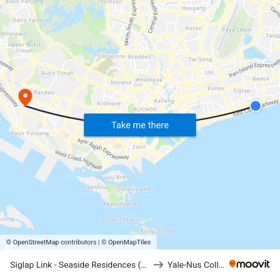 Siglap Link - Seaside Residences (93149) to Yale-Nus College map