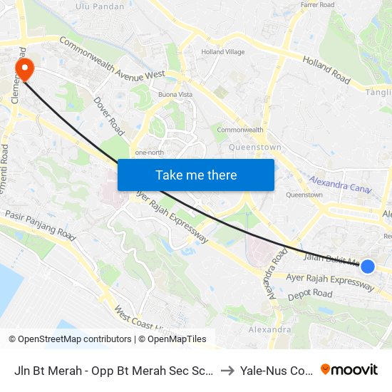 Jln Bt Merah - Opp Bt Merah Sec Sch (10101) to Yale-Nus College map