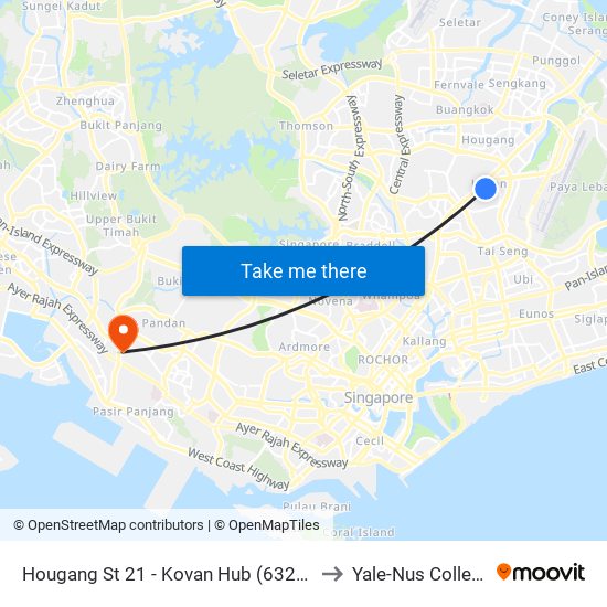 Hougang St 21 - Kovan Hub (63221) to Yale-Nus College map