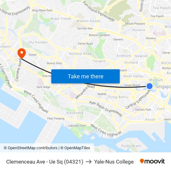 Clemenceau Ave - Ue Sq (04321) to Yale-Nus College map