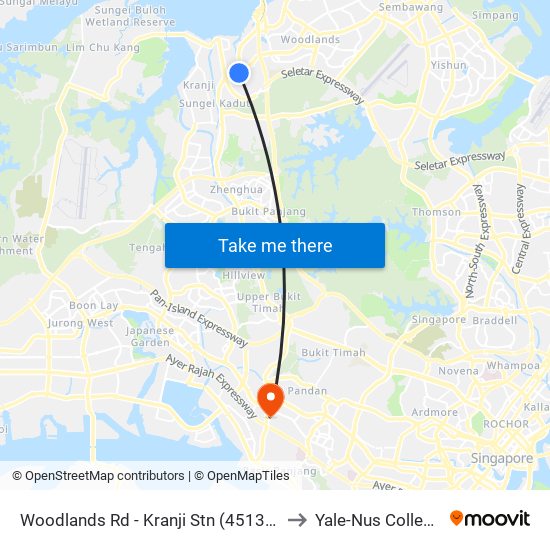 Woodlands Rd - Kranji Stn (45139) to Yale-Nus College map