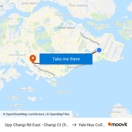 Upp Changi Rd East - Changi Ct (96059) to Yale-Nus College map