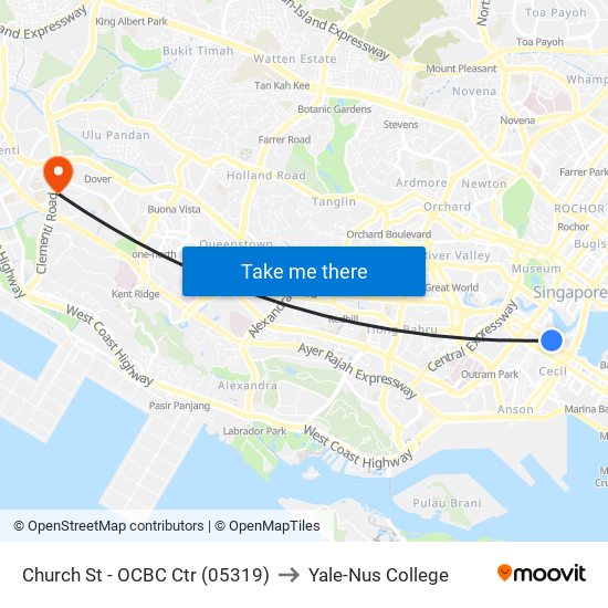 Church St - OCBC Ctr (05319) to Yale-Nus College map