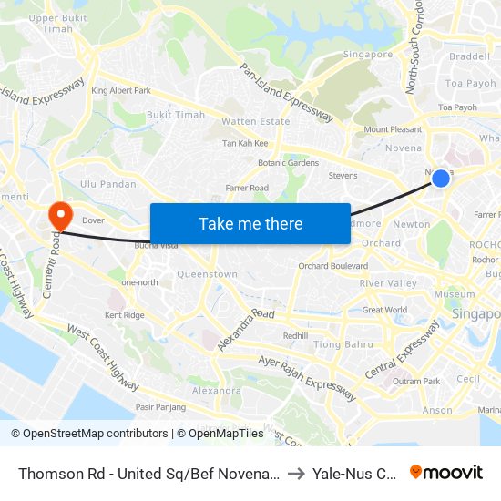 Thomson Rd - United Sq/Bef Novena Stn (50021) to Yale-Nus College map