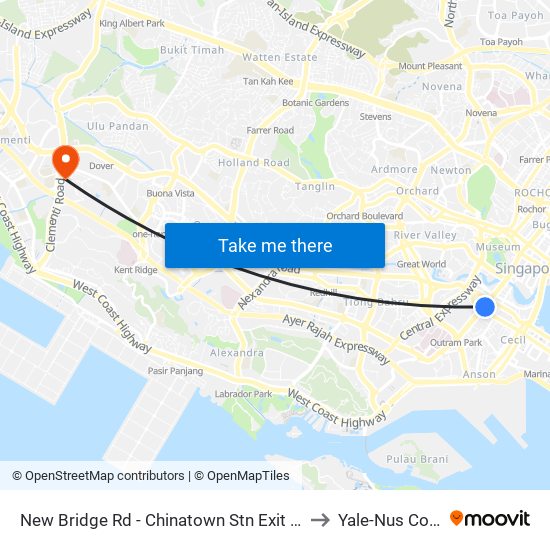 New Bridge Rd - Chinatown Stn Exit E (05049) to Yale-Nus College map