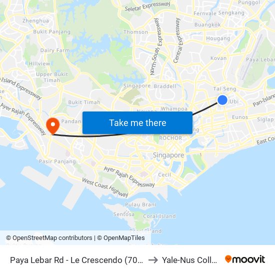 Paya Lebar Rd - Le Crescendo (70271) to Yale-Nus College map