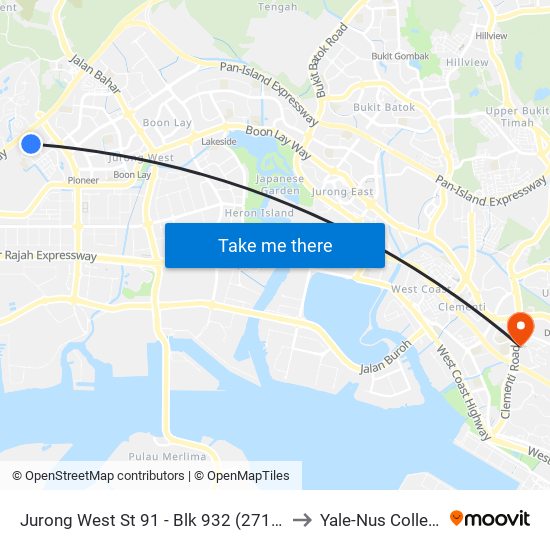 Jurong West St 91 - Blk 932 (27131) to Yale-Nus College map