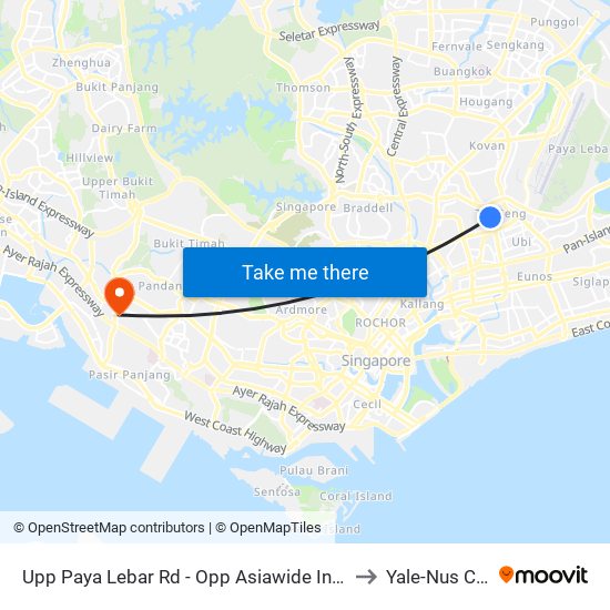 Upp Paya Lebar Rd - Opp Asiawide Ind Bldg (70299) to Yale-Nus College map