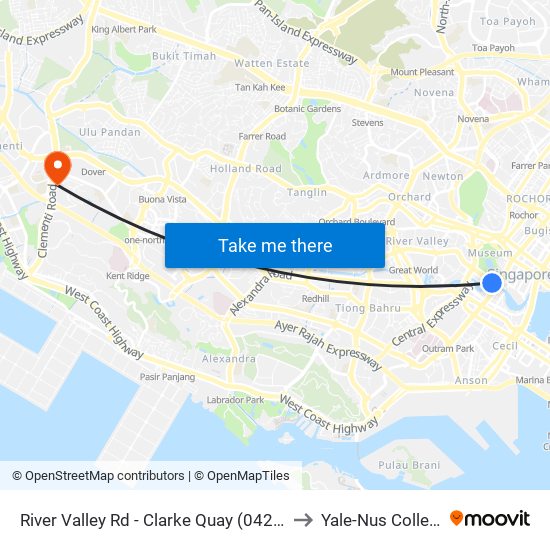 River Valley Rd - Clarke Quay (04211) to Yale-Nus College map