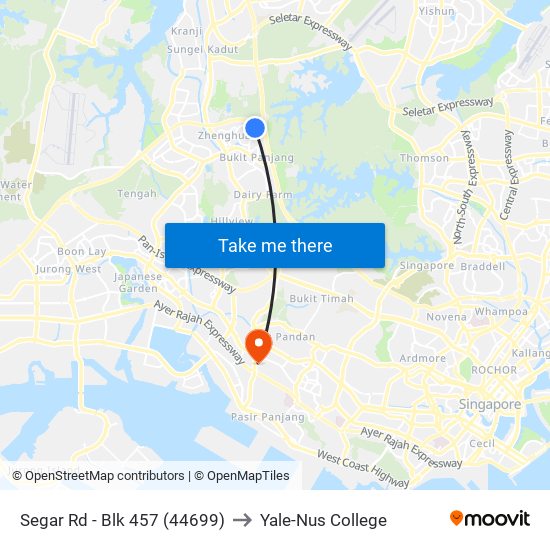 Segar Rd - Blk 457 (44699) to Yale-Nus College map