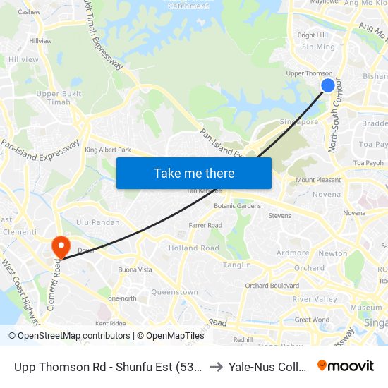 Upp Thomson Rd - Shunfu Est (53029) to Yale-Nus College map