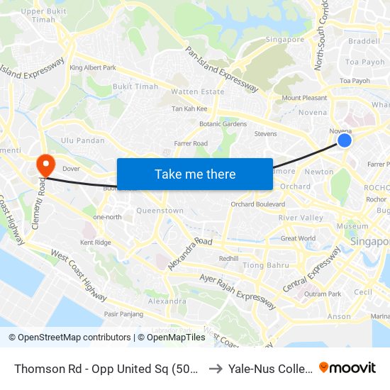 Thomson Rd - Opp United Sq (50029) to Yale-Nus College map