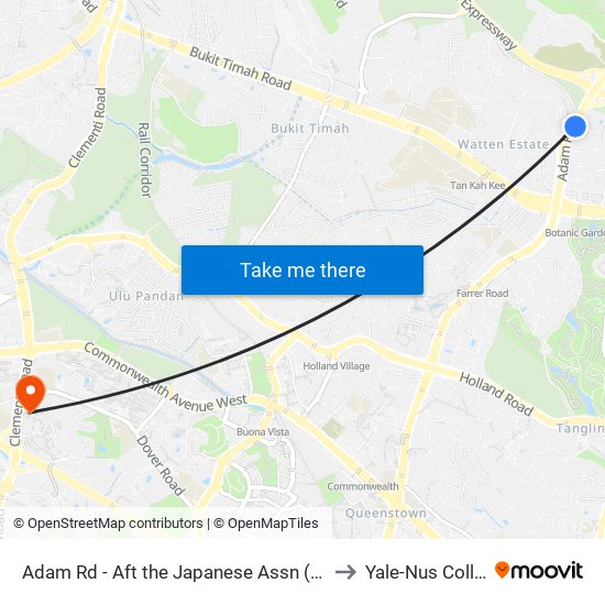 Adam Rd - Aft the Japanese Assn (41139) to Yale-Nus College map