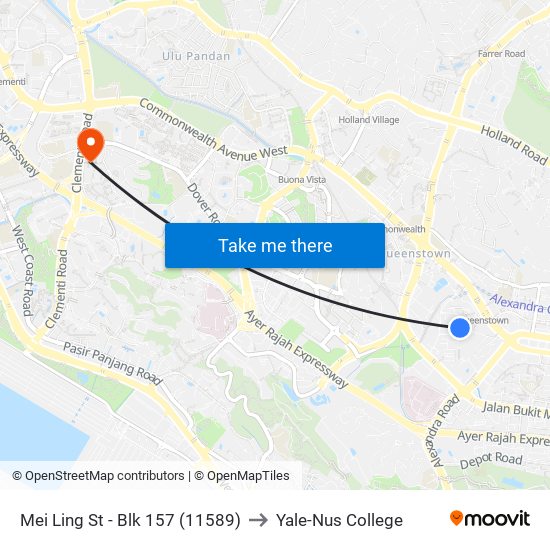 Mei Ling St - Blk 157 (11589) to Yale-Nus College map