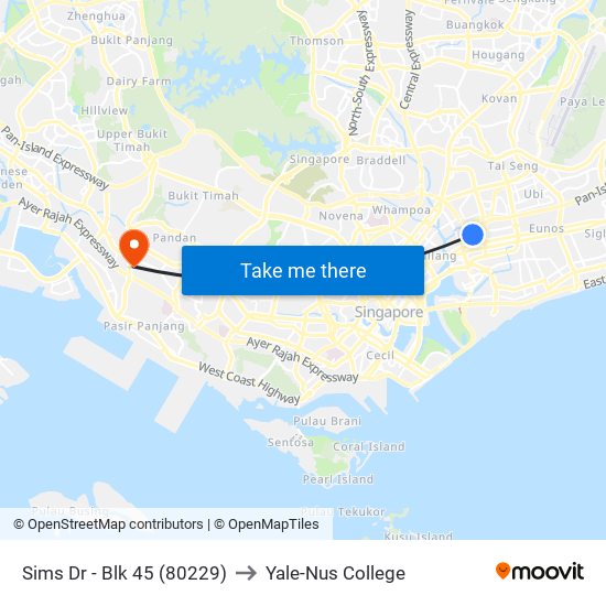 Sims Dr - Blk 45 (80229) to Yale-Nus College map