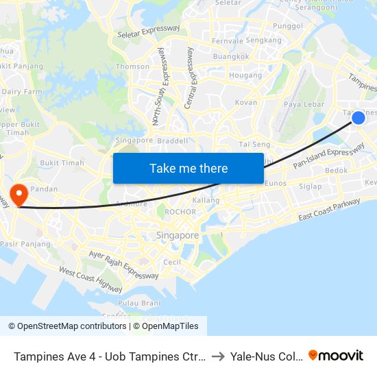 Tampines Ave 4 - Uob Tampines Ctr (76131) to Yale-Nus College map