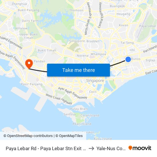 Paya Lebar Rd - Paya Lebar Stn Exit C (81119) to Yale-Nus College map