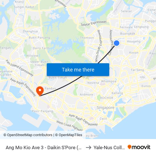 Ang Mo Kio Ave 3 - Daikin S'Pore (66341) to Yale-Nus College map