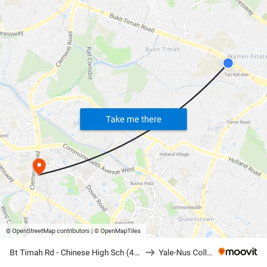 Bt Timah Rd - Chinese High Sch (41061) to Yale-Nus College map