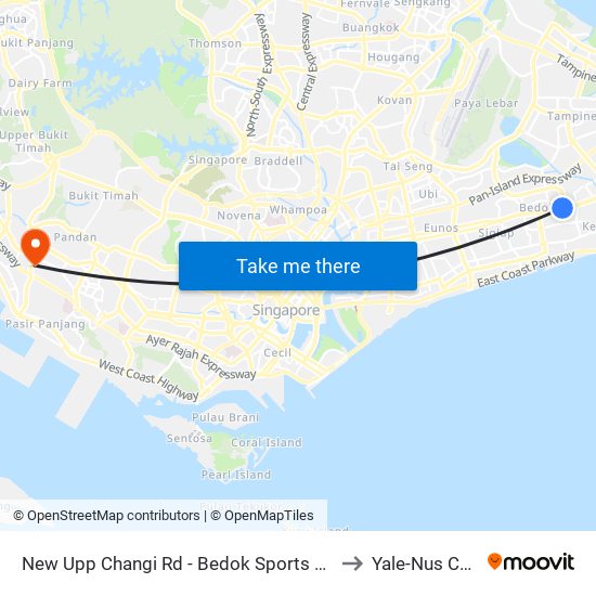 New Upp Changi Rd - Bedok Sports Cplx (84051) to Yale-Nus College map