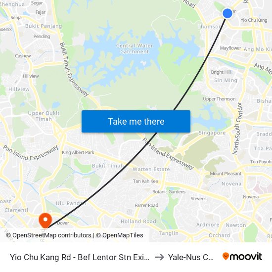 Yio Chu Kang Rd - Bef Lentor Stn Exit 5 (55011) to Yale-Nus College map