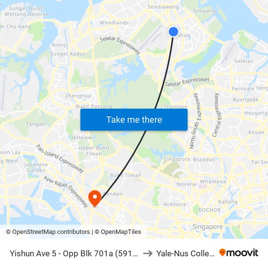 Yishun Ave 5 - Opp Blk 701a (59119) to Yale-Nus College map
