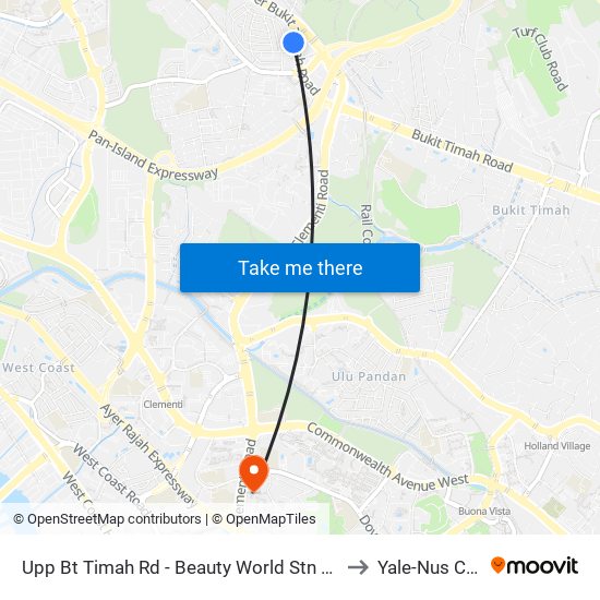 Upp Bt Timah Rd - Beauty World Stn Exit B (42091) to Yale-Nus College map