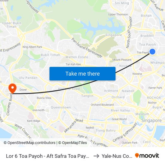 Lor 6 Toa Payoh - Aft Safra Toa Payoh (52321) to Yale-Nus College map