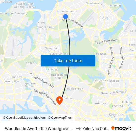 Woodlands Ave 1 - the Woodgrove (46629) to Yale-Nus College map