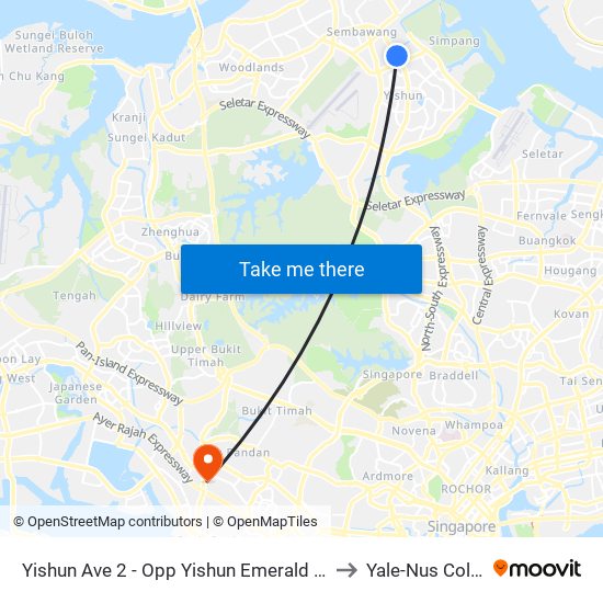 Yishun Ave 2 - Opp Yishun Emerald (59529) to Yale-Nus College map