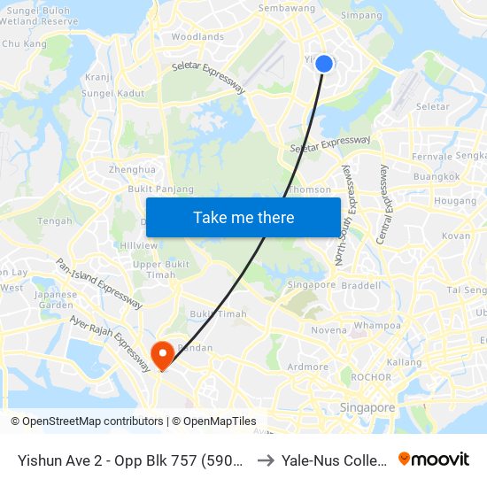 Yishun Ave 2 - Opp Blk 757 (59069) to Yale-Nus College map