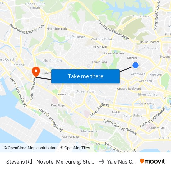 Stevens Rd - Novotel Mercure @ Stevens (40209) to Yale-Nus College map