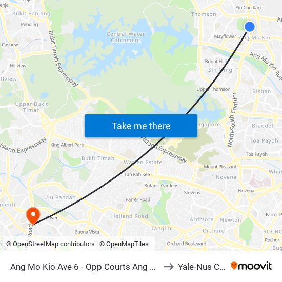 Ang Mo Kio Ave 6 - Opp Courts Ang Mo Kio (54041) to Yale-Nus College map