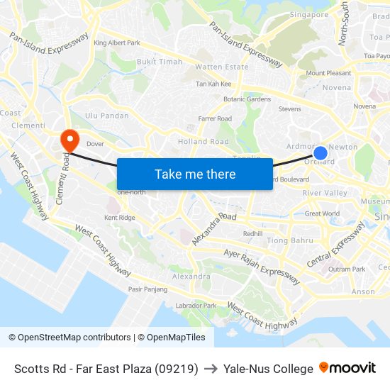 Scotts Rd - Far East Plaza (09219) to Yale-Nus College map