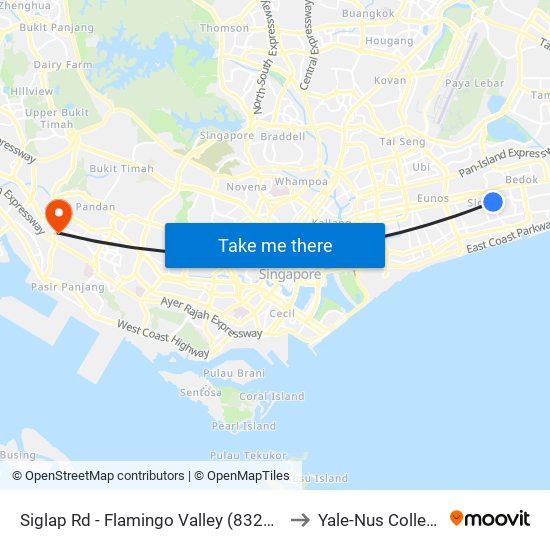 Siglap Rd - Flamingo Valley (83249) to Yale-Nus College map