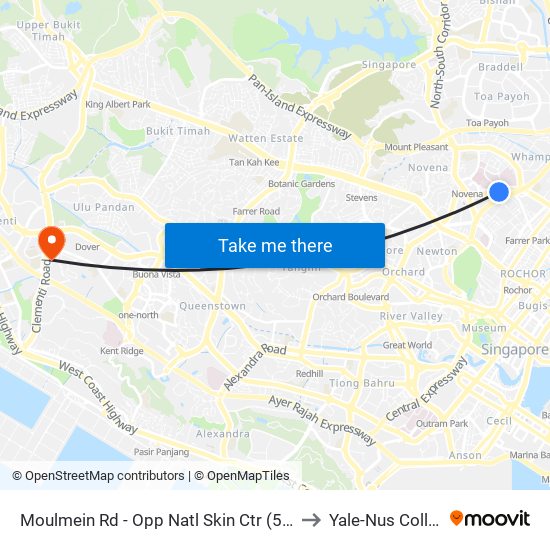 Moulmein Rd - Opp Natl Skin Ctr (50129) to Yale-Nus College map