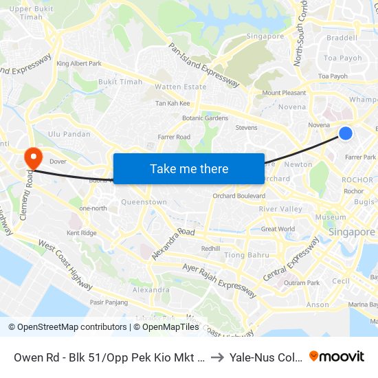 Owen Rd - Blk 51/Opp Pek Kio Mkt (50089) to Yale-Nus College map