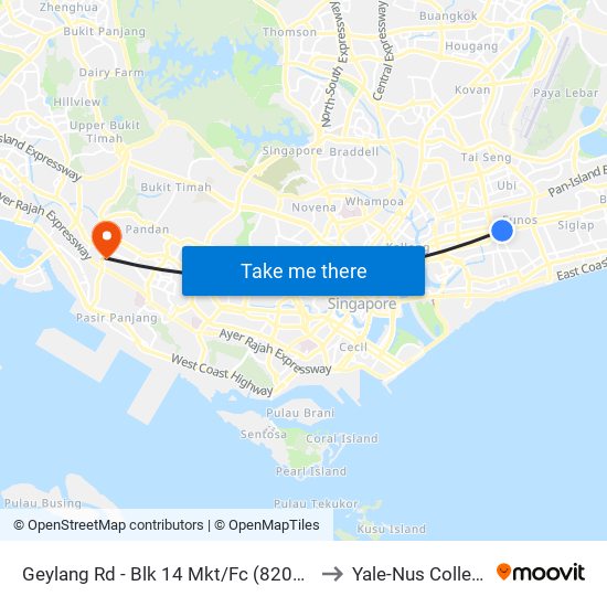 Geylang Rd - Blk 14 Mkt/Fc (82029) to Yale-Nus College map