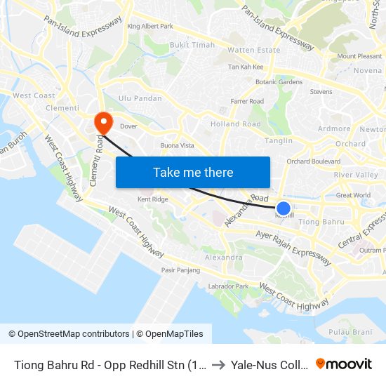 Tiong Bahru Rd - Opp Redhill Stn (10201) to Yale-Nus College map